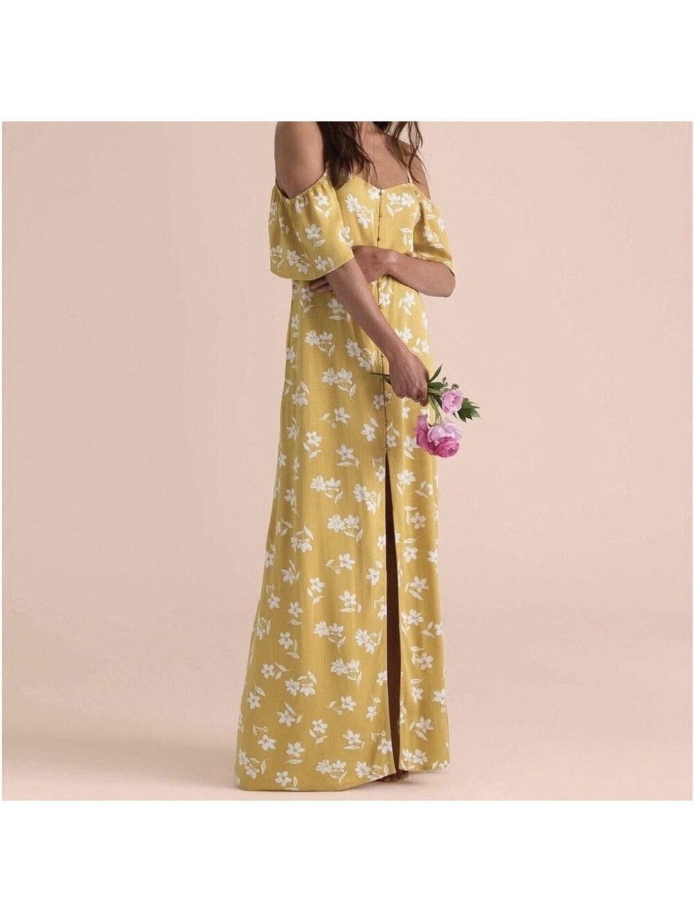 Billabong x Sincerely Jules Shoulder Sway Dress in CITRUS Yellow Maxi Small A